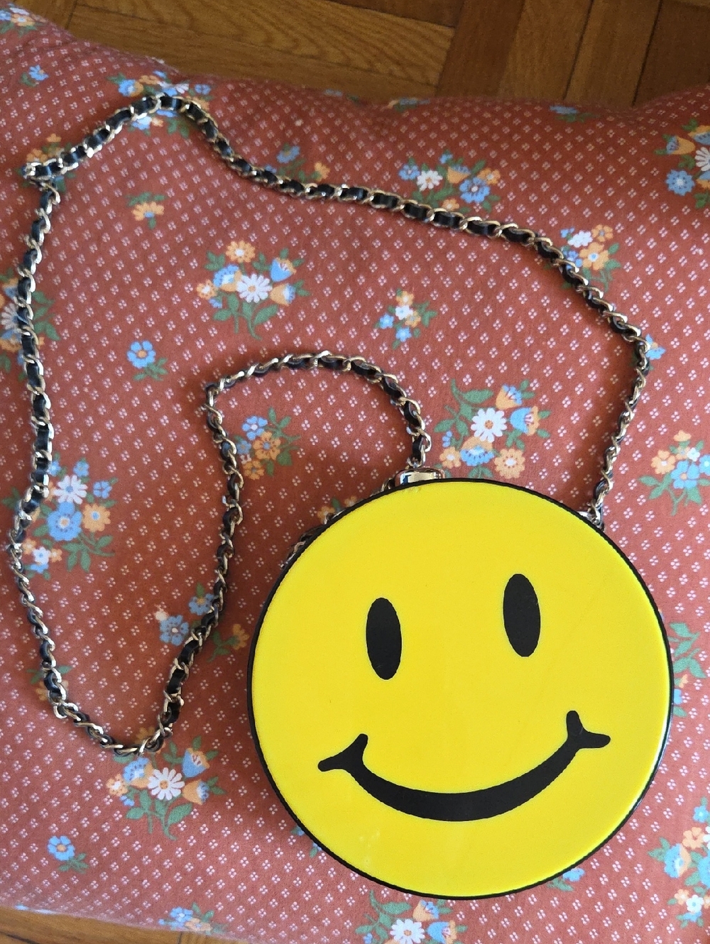 Yellow Smiley Face Round Crossbody Bag